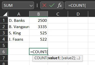 Excel Formula Count